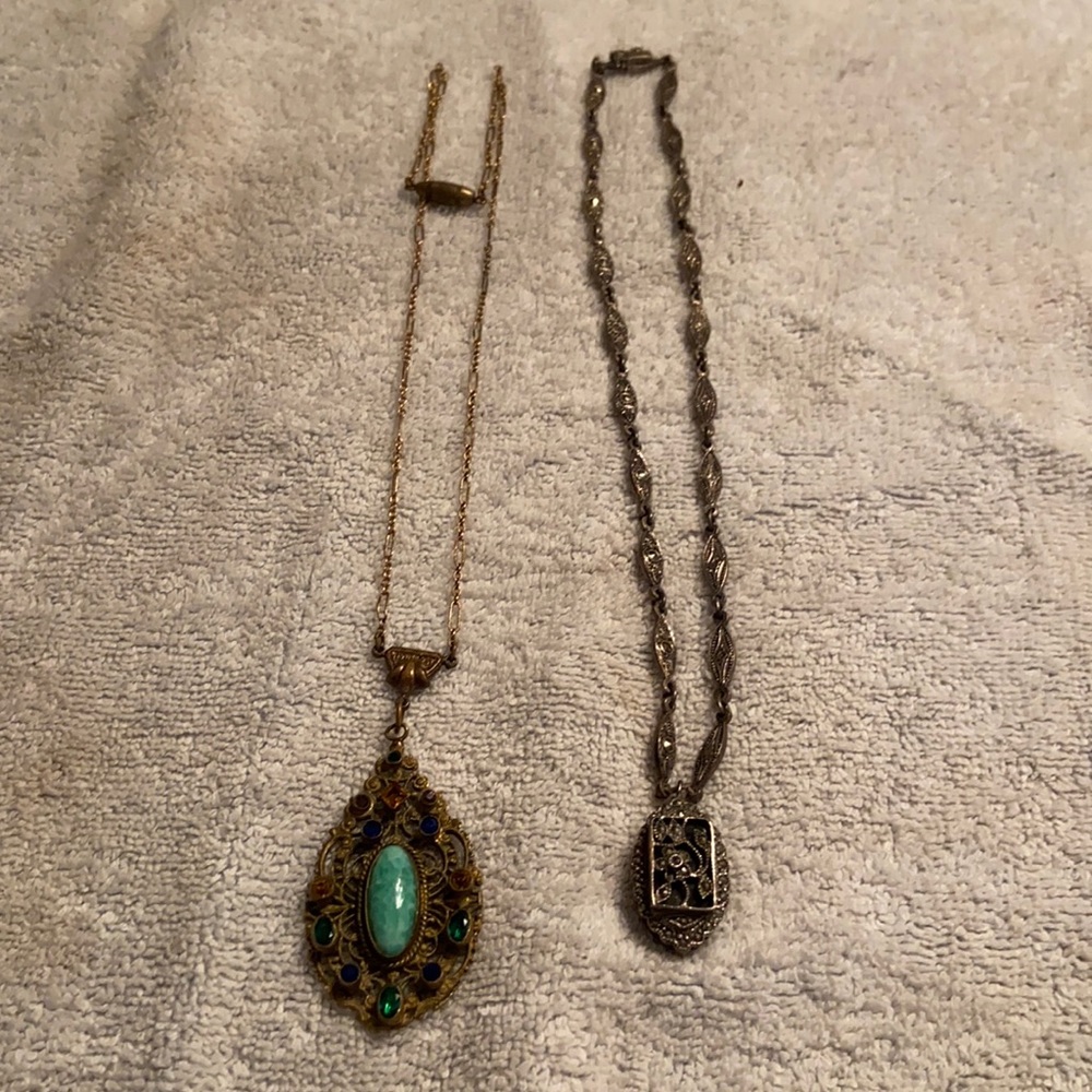 VINTAGE Gold and Marcasite Necklaces